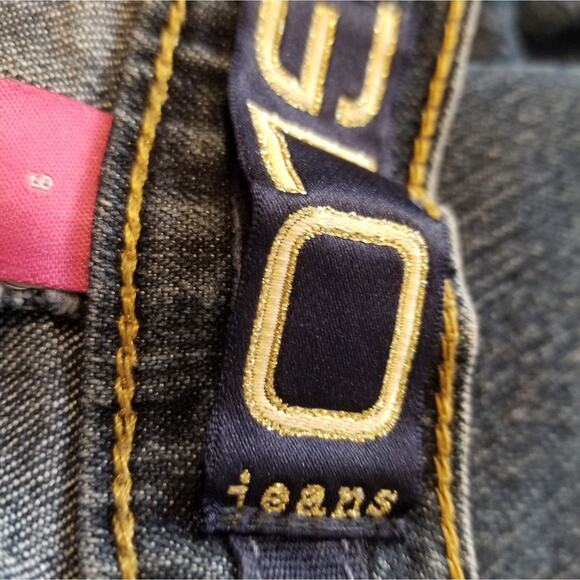 Glo Jeans by J Lo Mid Rise Straight Cut Slash Pockets Dark Rinse Juniors Size 9 - Picture 16 of 16